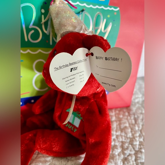 🎈 JULY BIRTHDAY RETIRED COLLECTIBLE TY BEANIE BABY “JULY” BEAR! MWMT! - Picture 6 of 7